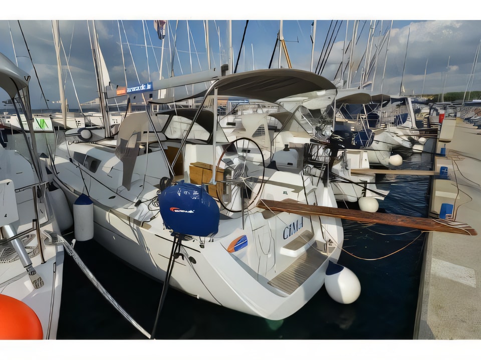 Exterior overview of Sun Odyssey 33i sail boat for charter from Pirovac in the Sibenik sailing area Croatia