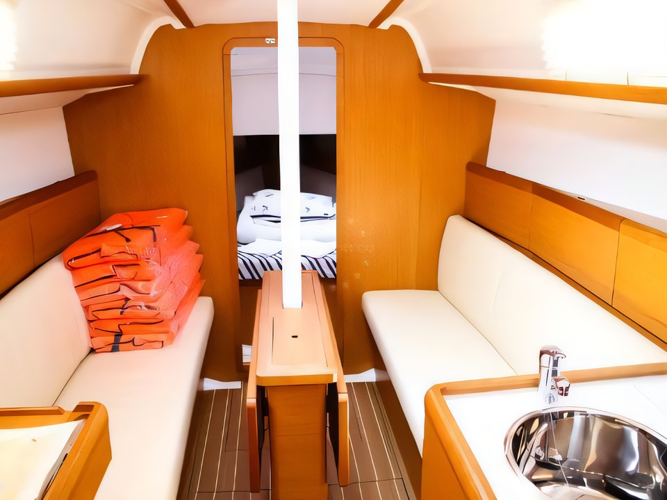 Interior of Sun Odyssey 33i sail boat with 2 cabins Croatia yacht charter