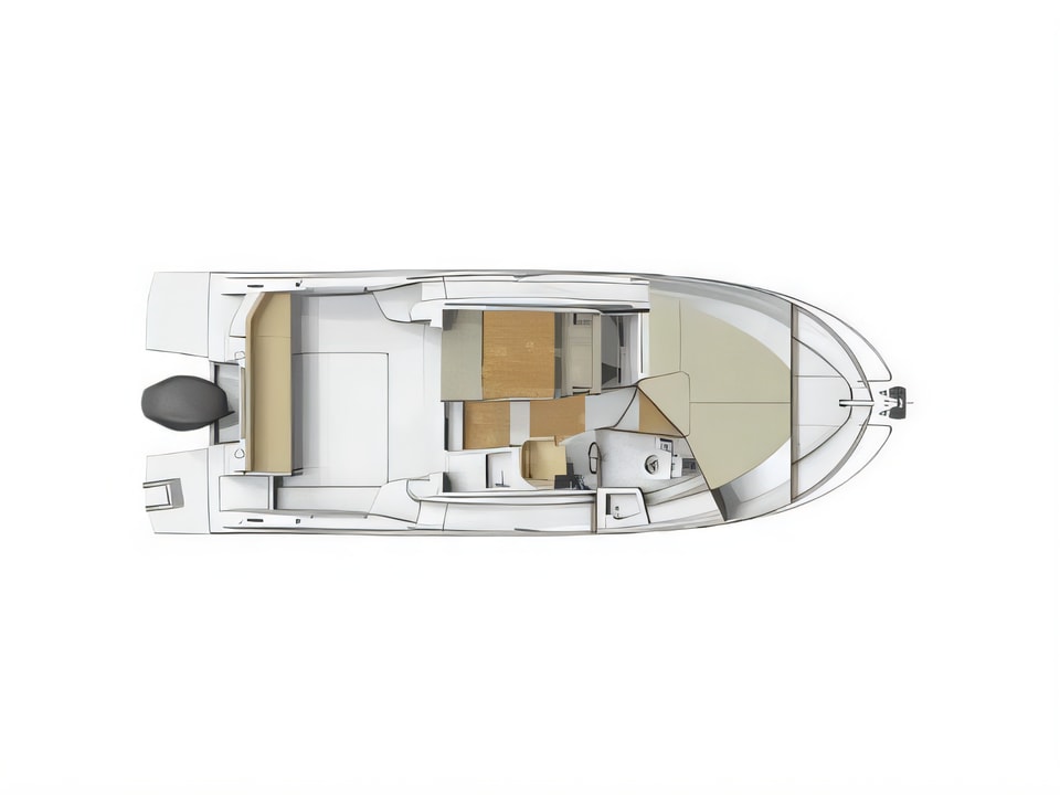 Layout of Antares 8 motor boat with 1 cabins Croatia yacht charter