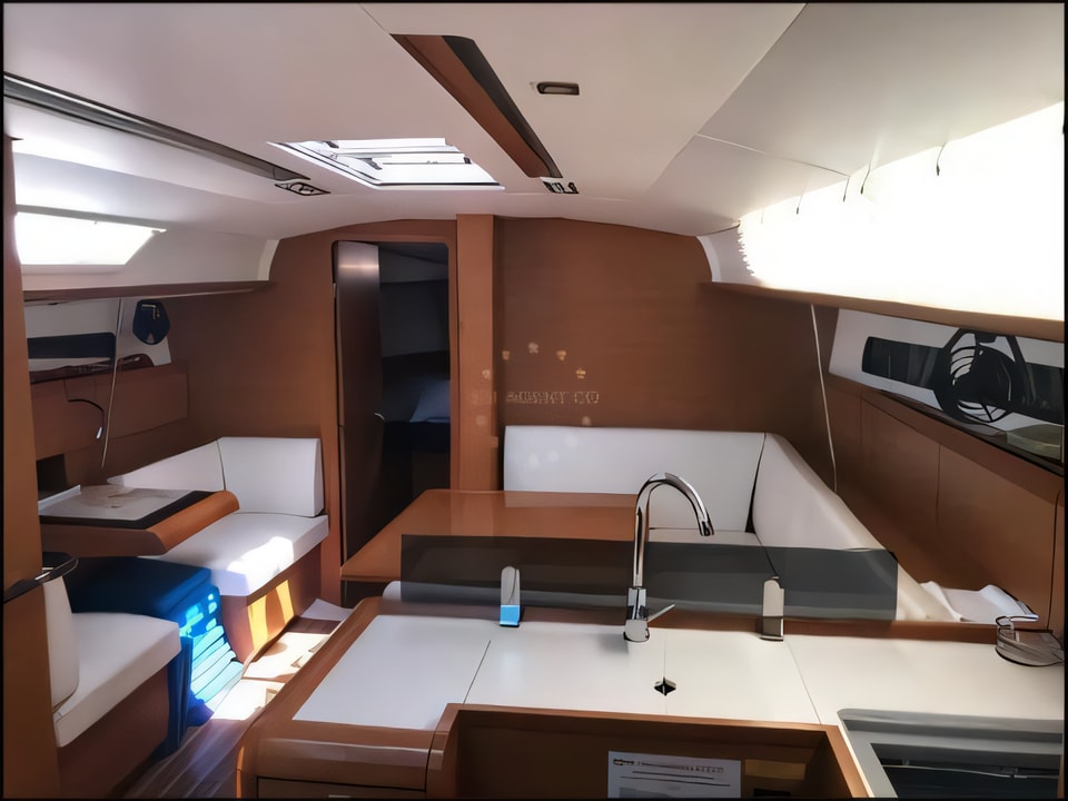 Interior of Sun Odyssey 409 sail boat with 3 cabins Croatia yacht charter