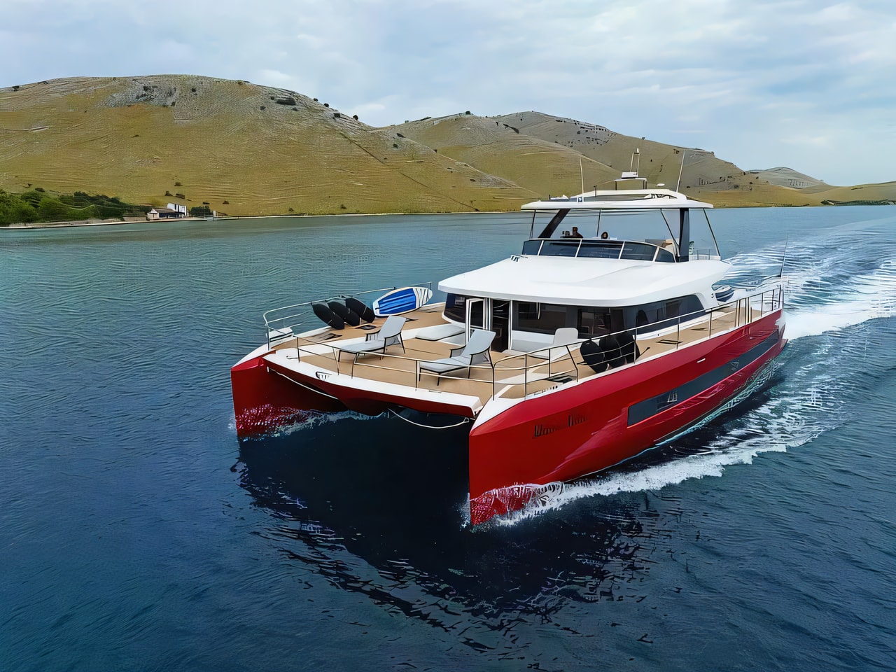 Exterior overview of Lagoon Sixty 7 power catamaran for charter from Split Port in the Split sailing area Croatia