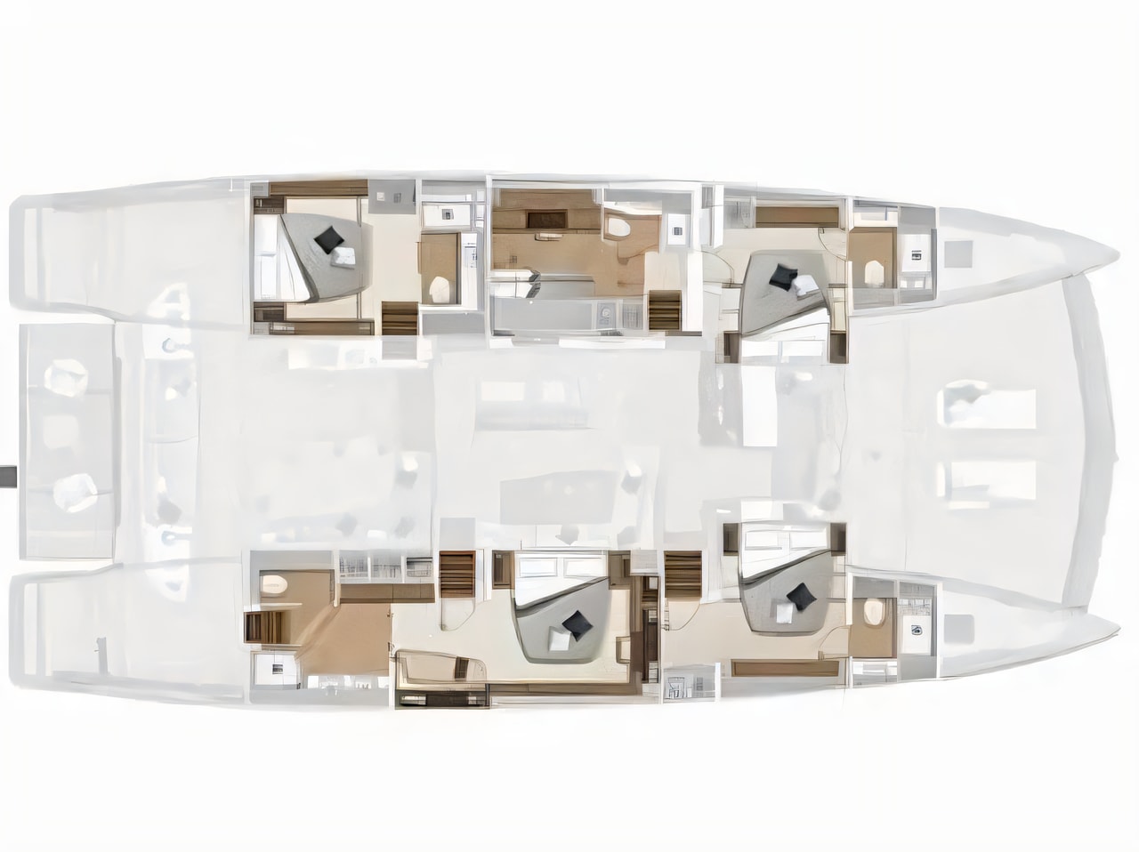 Interior of Lagoon Sixty 7 power catamaran with 4 cabins Croatia yacht charter