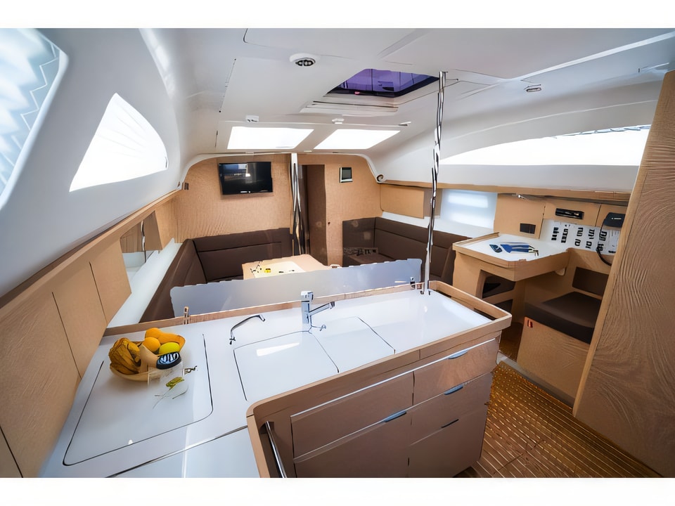 Interior of Elan 45 Impression sail boat with 4 cabins Croatia yacht charter