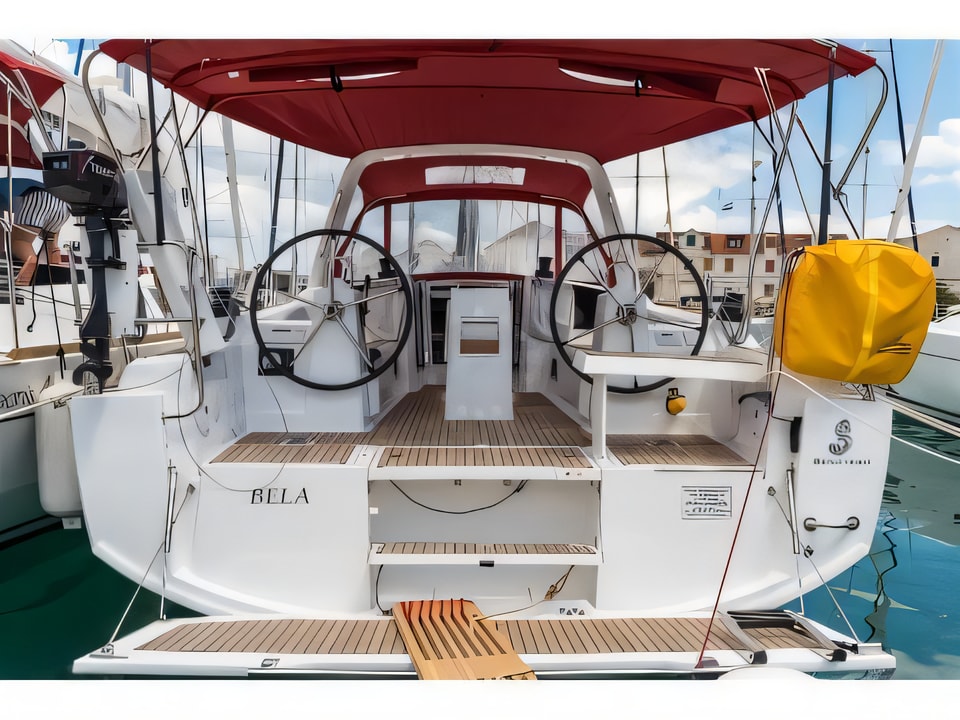 Exterior overview of Oceanis 35.1 sail boat for charter from Split ACI Marina in the Split sailing area Croatia