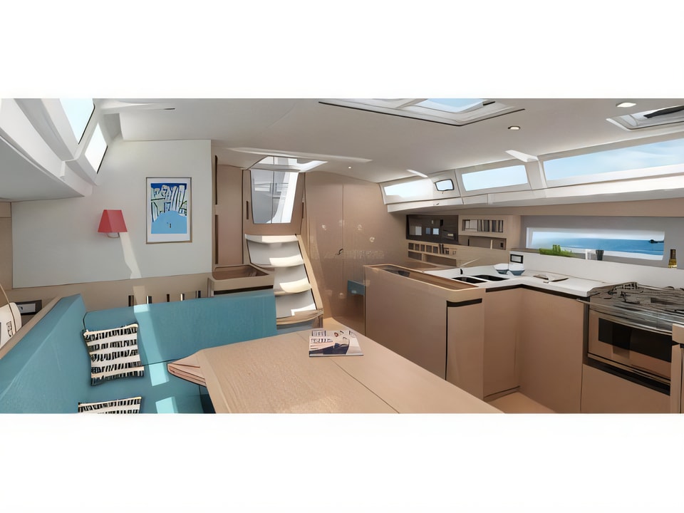 Interior of Sun Odyssey 490 sail boat with 6 cabins Croatia yacht charter
