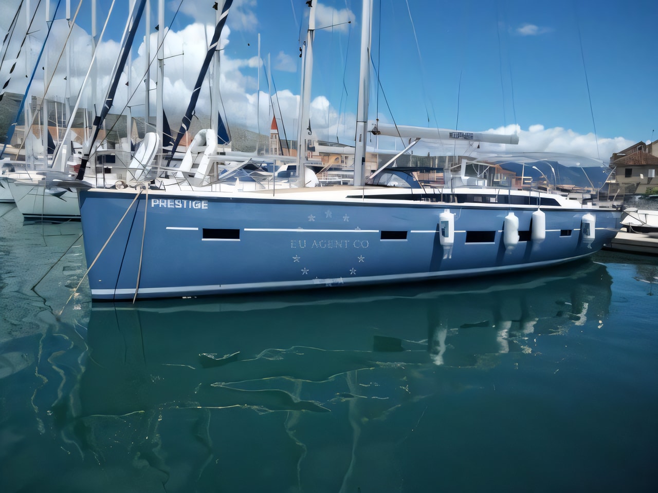 Exterior overview of D&D Kufner 50 sail boat for charter from Trogir ACI Marina in the Split sailing area Croatia