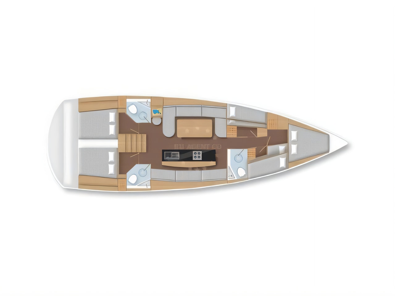 Interior of D&D Kufner 50 sail boat with 5 cabins Croatia yacht charter