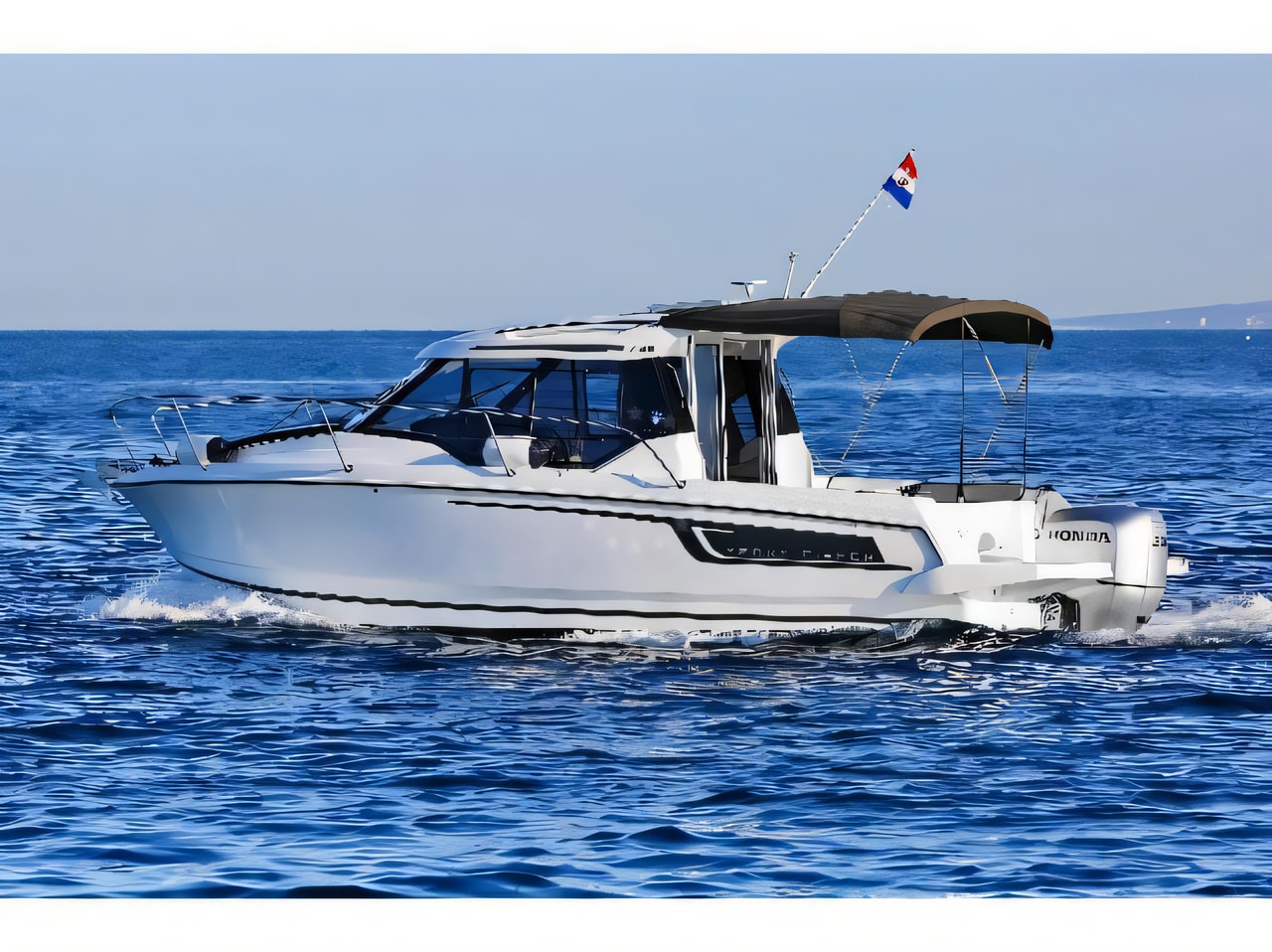Exterior overview of Merry Fisher 795 motor boat for charter from Marina Medulin in the Istria / Kvarner sailing area Croatia