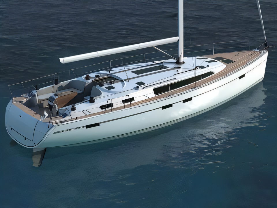 Exterior overview of Bavaria Cruiser 46 sail boat for charter from Sukosan Marina Dalmacija in the Zadar sailing area Croatia