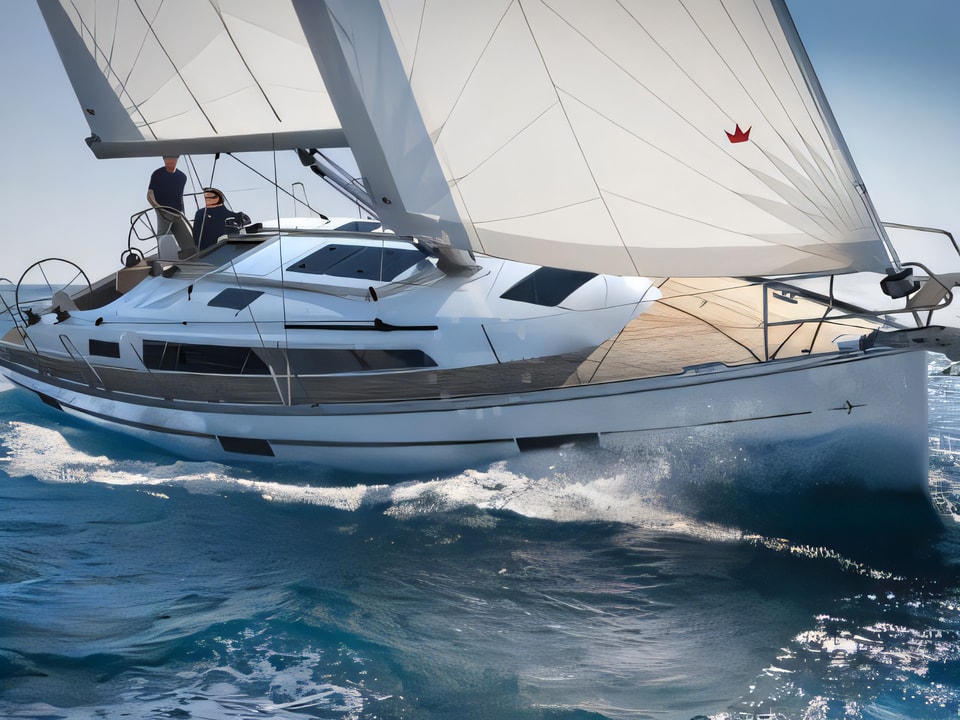 Exterior overview of Bavaria 37 Cruiser sail boat for charter from Sukosan Marina Dalmacija in the Zadar sailing area Croatia