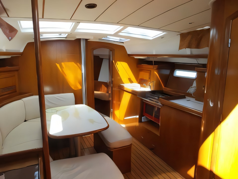 Interior of Oceanis 393 Clipper sail boat with 3 cabins Croatia yacht charter