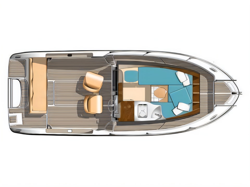 Layout of Elan 650 motor boat with 1 cabins Croatia yacht charter