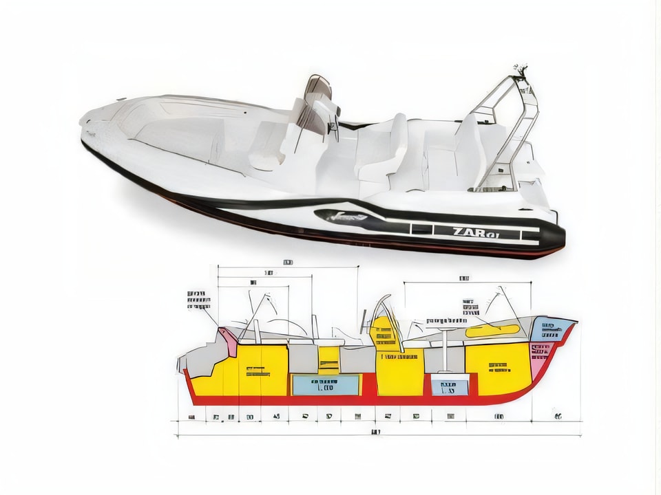 Layout of Zar 61 motor boat with 0 cabins Croatia yacht charter