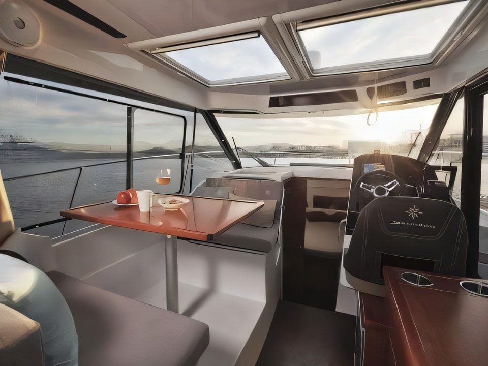 Interior of Merry Fisher 895 motor boat with 2 cabins Croatia yacht charter