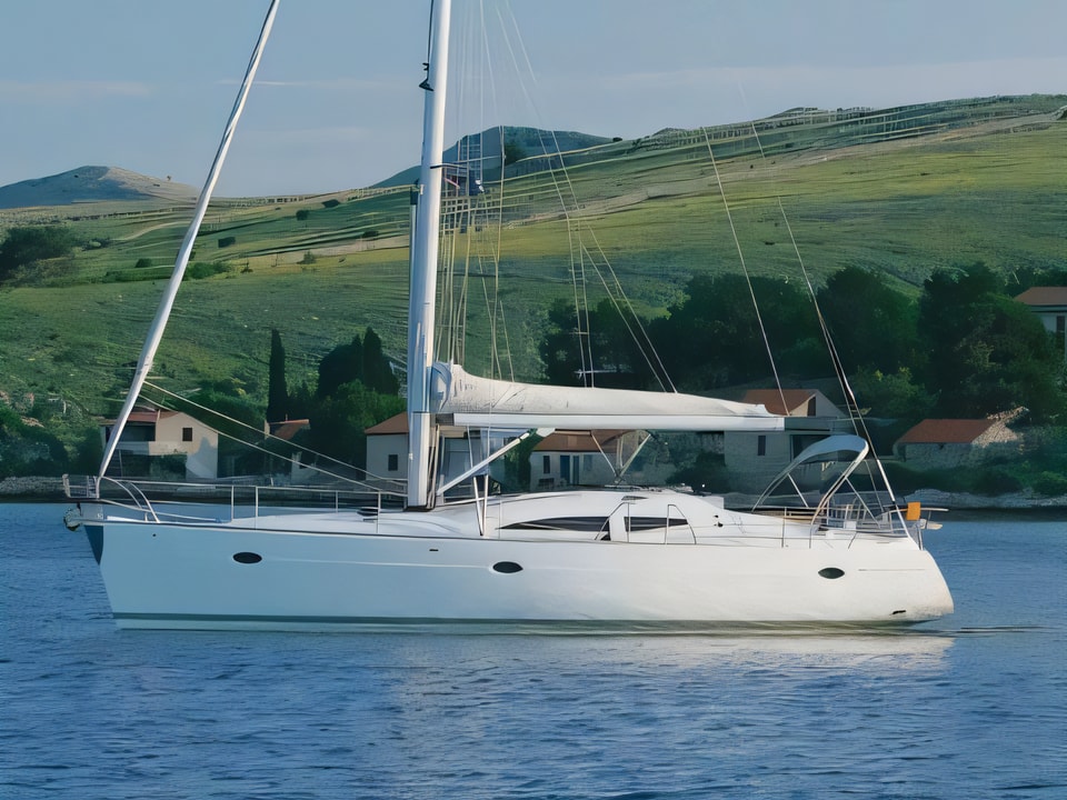 Exterior overview of Elan 434 Impression sail boat for charter from Pula ACI Marina in the Istria / Kvarner sailing area Croatia