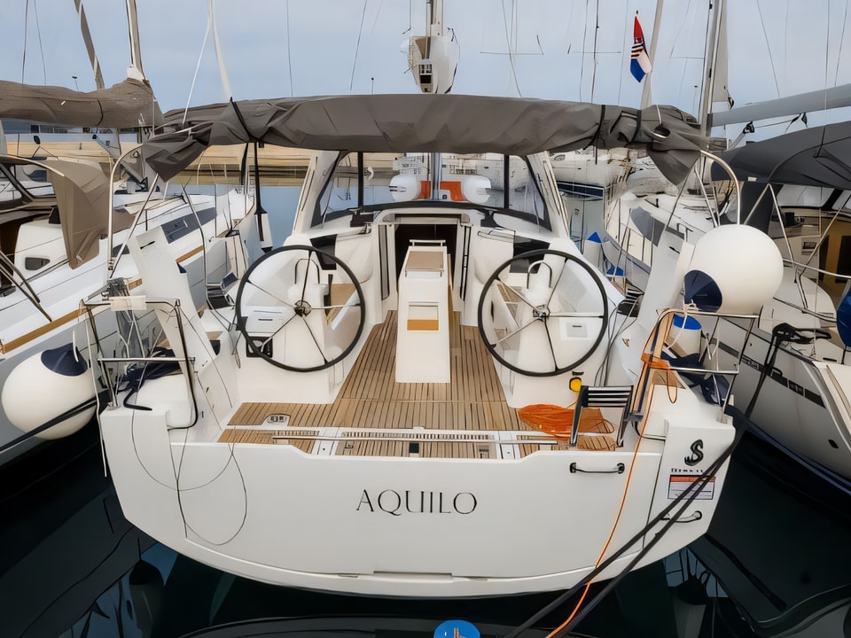 Exterior overview of Oceanis 35.1 sail boat for charter from Biograd Marina Kornati in the Kornati sailing area Croatia