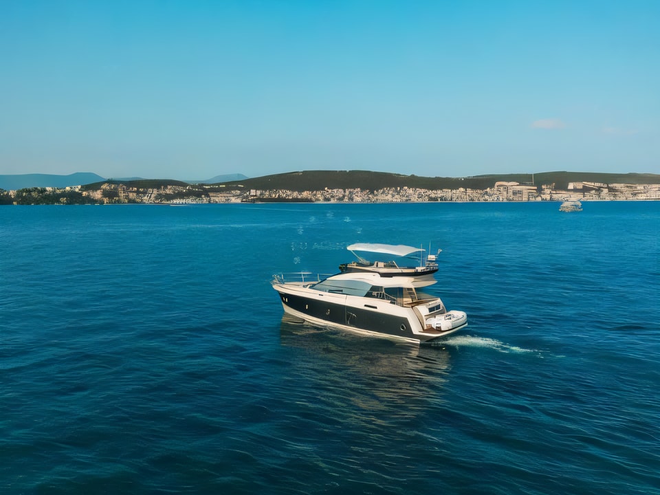 Exterior overview of Monte Carlo 5 motoryacht for charter from Seget Donji Marina Baotic in the Split sailing area Croatia