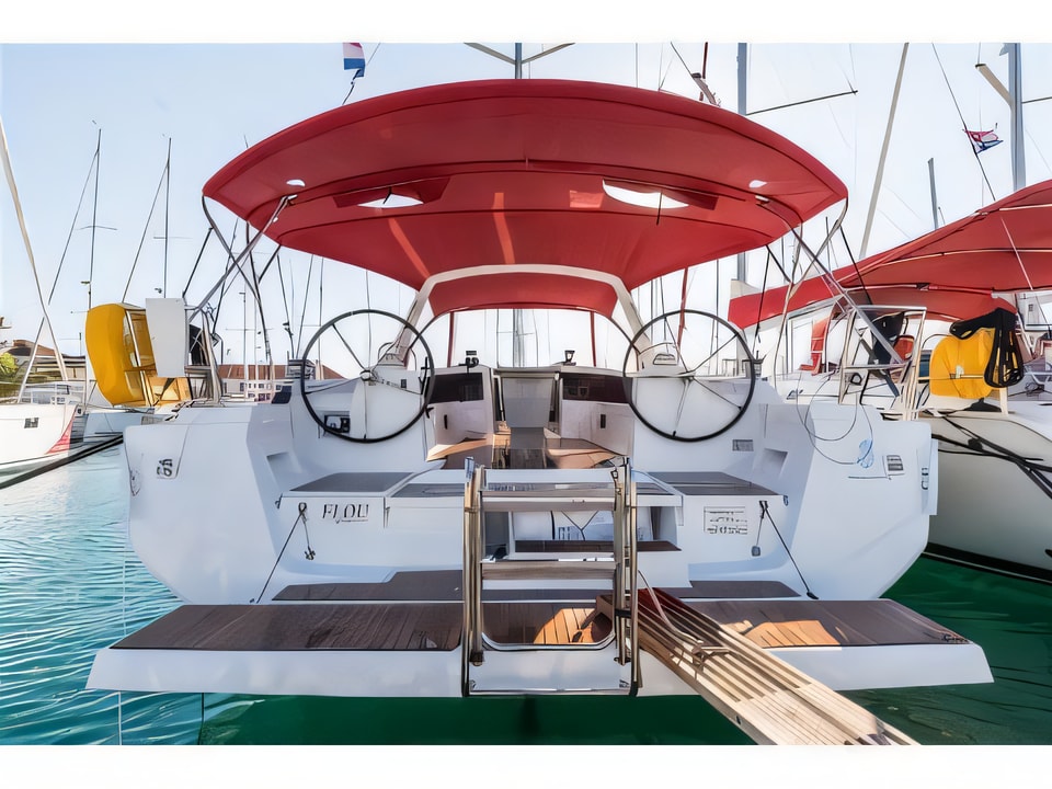 Exterior overview of Oceanis 48 sail boat for charter from Split ACI Marina in the Split sailing area Croatia