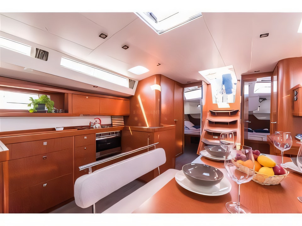 Interior of Oceanis 48 sail boat with 4 cabins Croatia yacht charter