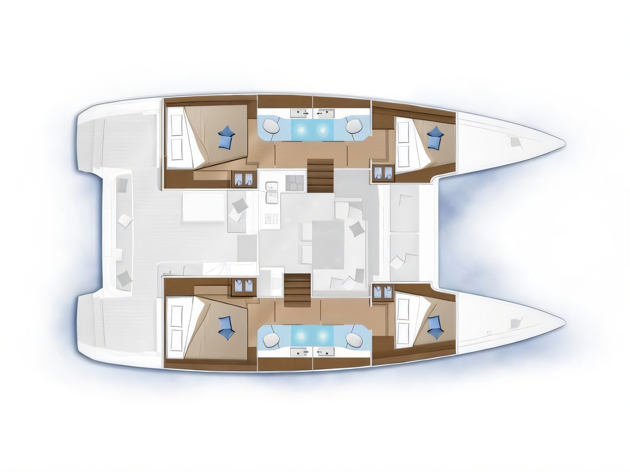 Interior of Lagoon 40 catamaran with 6 cabins Croatia yacht charter