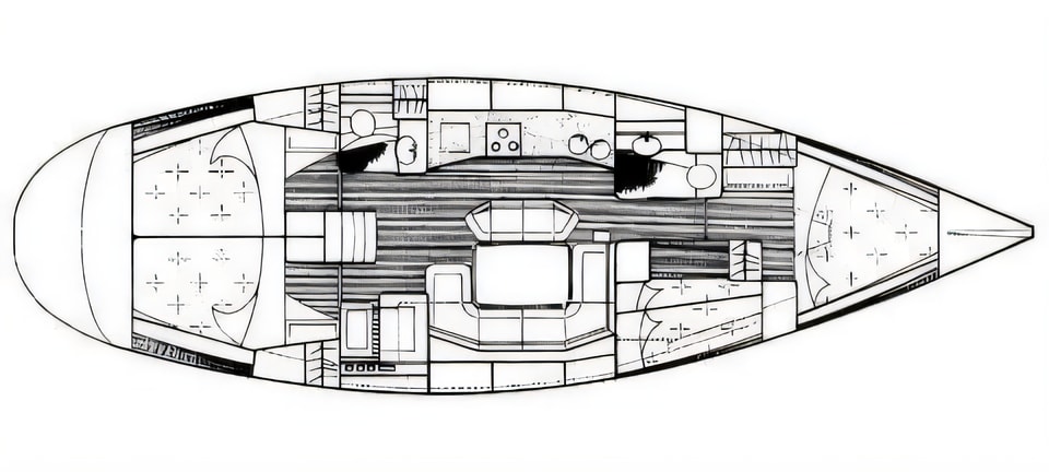 Layout of Grand Soleil 46.3 sail boat with 4 cabins Croatia yacht charter