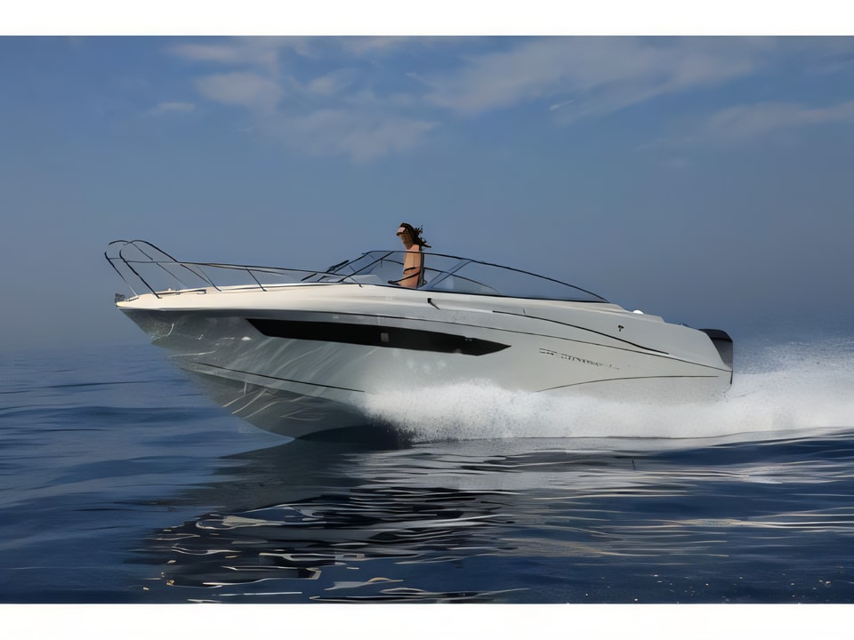 Exterior overview of Jeanneau Cap Camarat 7.5 DC motor boat for charter from Trogir ACI Marina in the Split sailing area Croatia