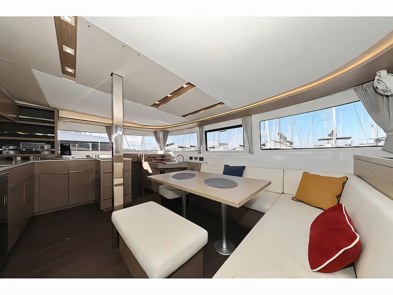 Layout of Lagoon 46 catamaran with 6 cabins Croatia yacht charter