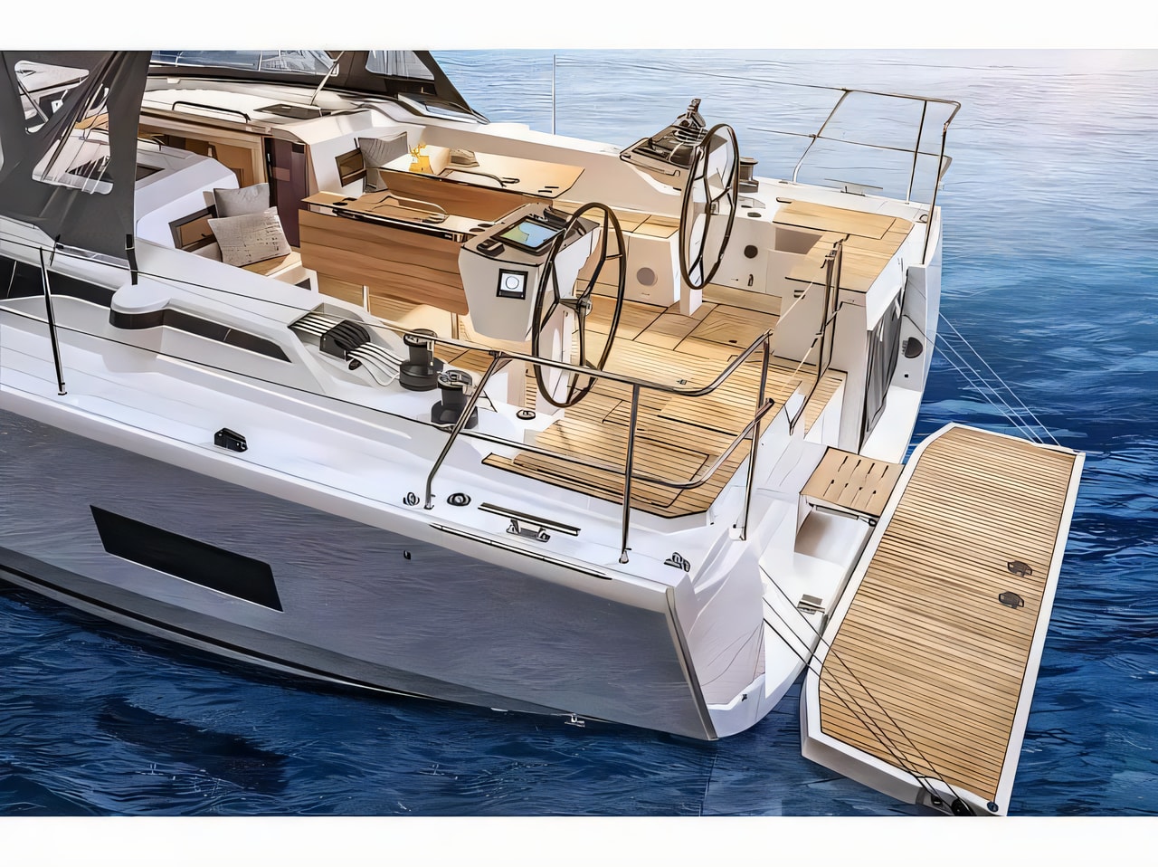 Exterior overview of Bavaria C46 5 Cabins sail boat for charter from Zadar Marina in the Kornati sailing area Croatia