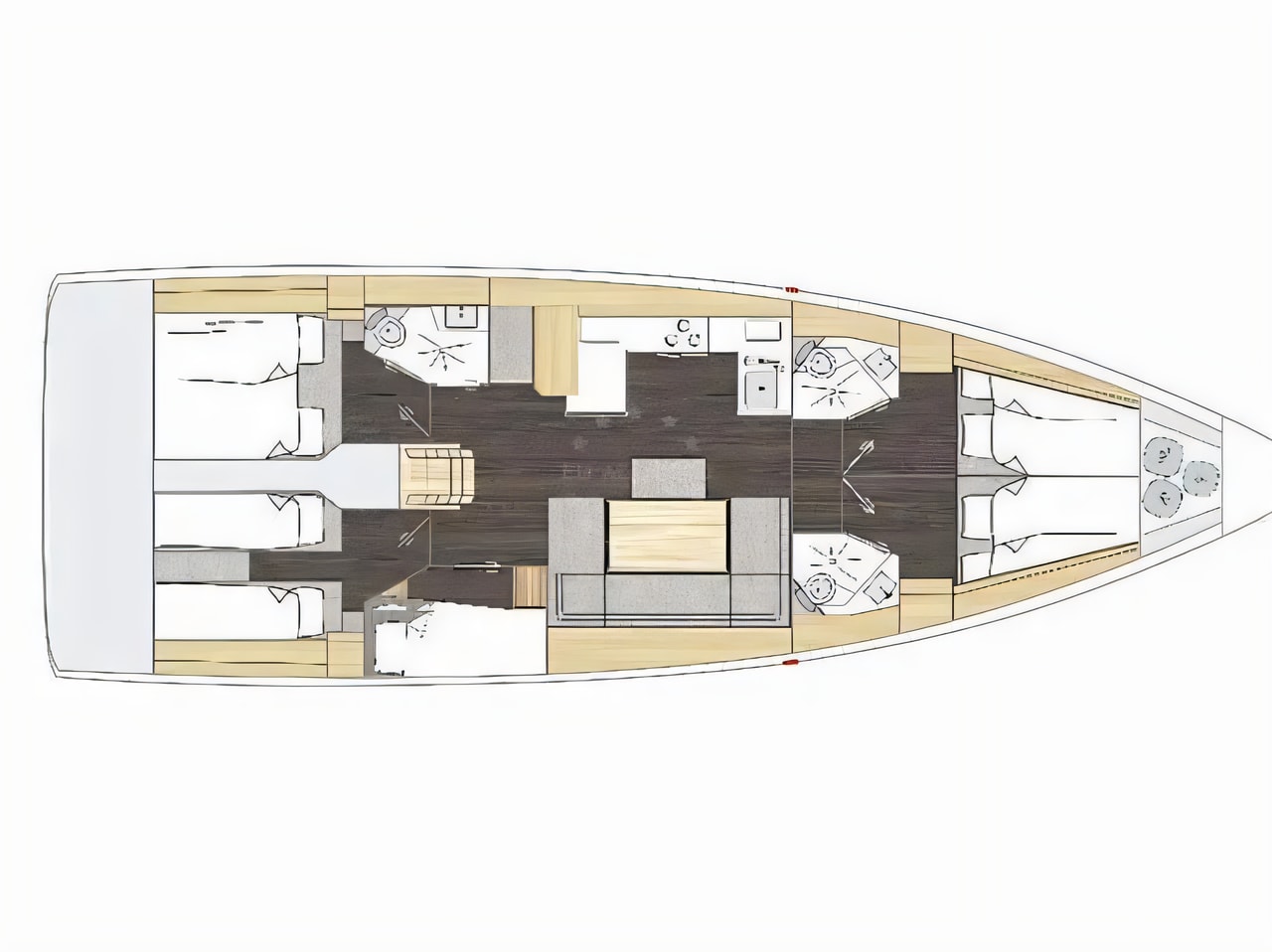 Interior of Bavaria C46 5 Cabins sail boat with 5 cabins Croatia yacht charter