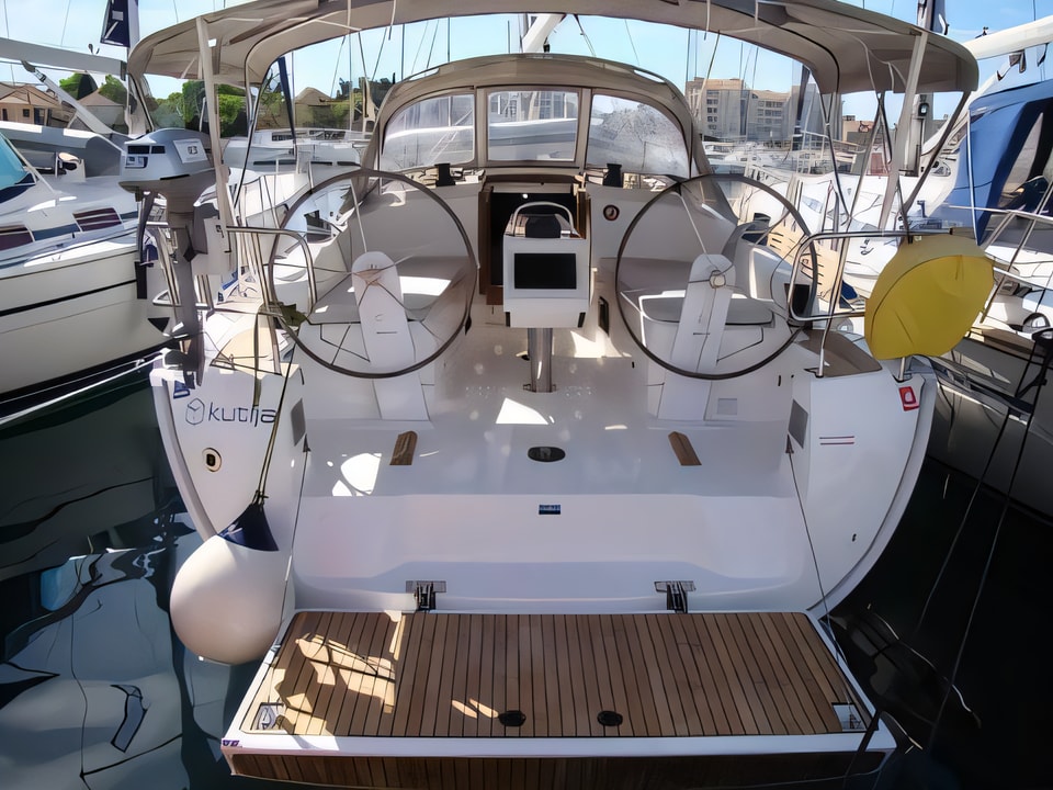 Exterior overview of Bavaria Cruiser 37 sail boat for charter from Biograd Kornati in the Zadar sailing area Croatia