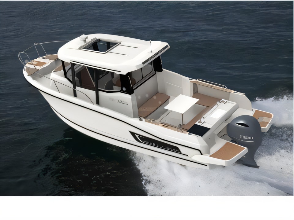 Exterior overview of Merry Fisher 795 motor boat for charter from Biograd Kornati in the Zadar sailing area Croatia