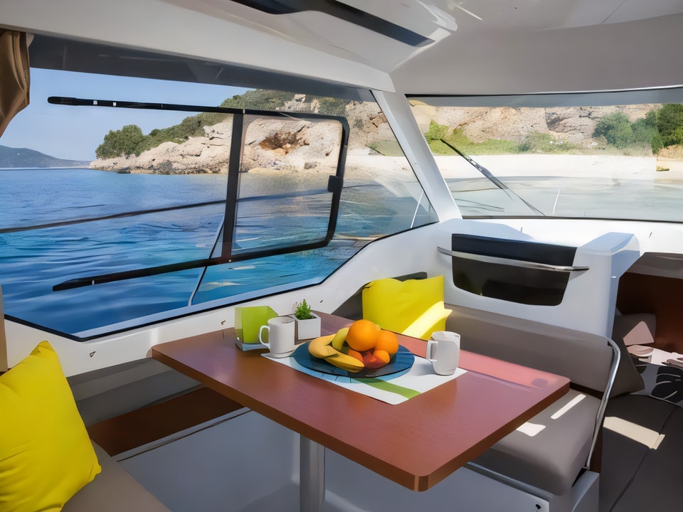 Interior of Merry Fisher 795 motor boat with 1 cabins Croatia yacht charter