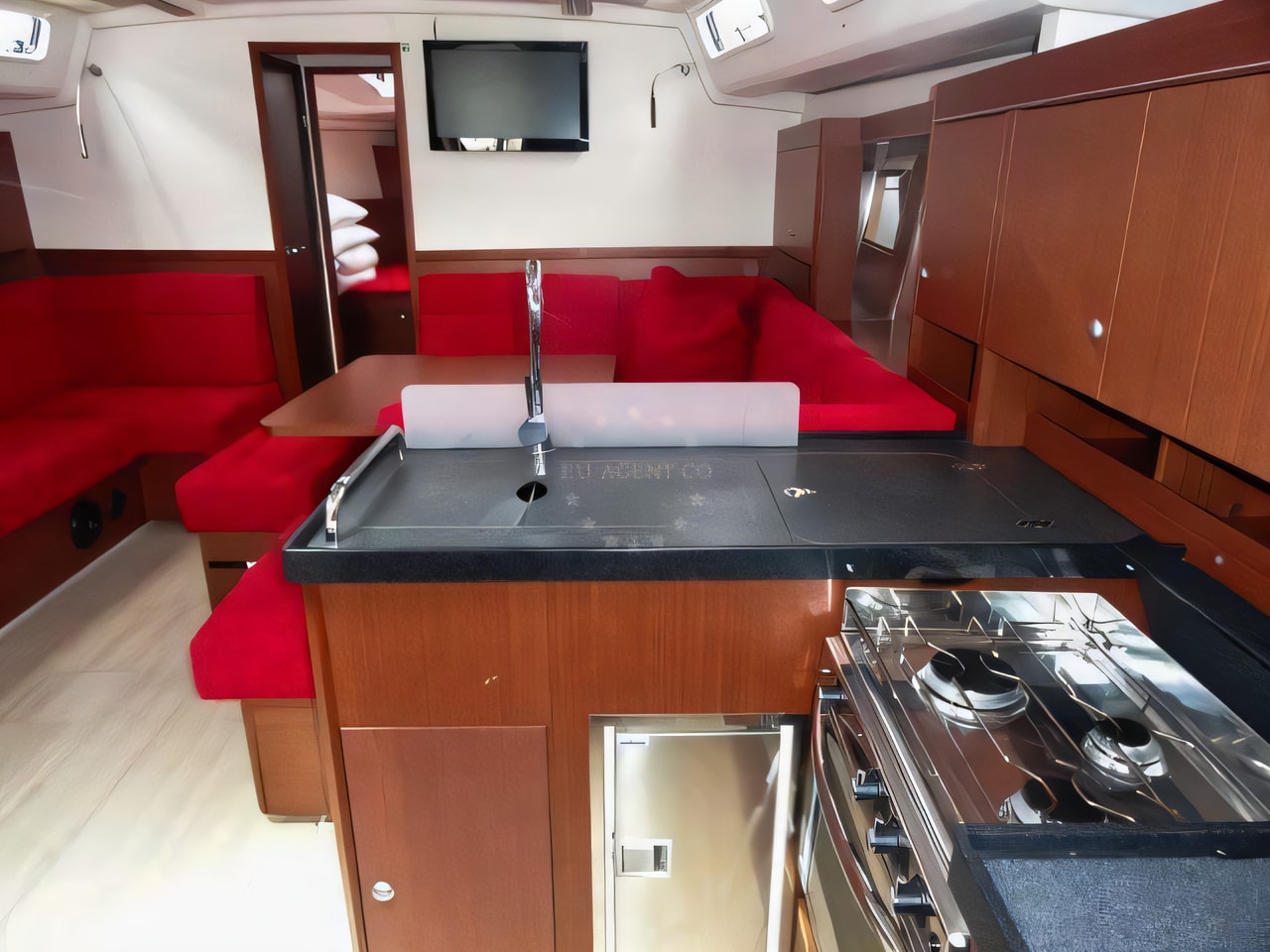 Layout of Hanse 455 sail boat with 4 cabins Croatia yacht charter