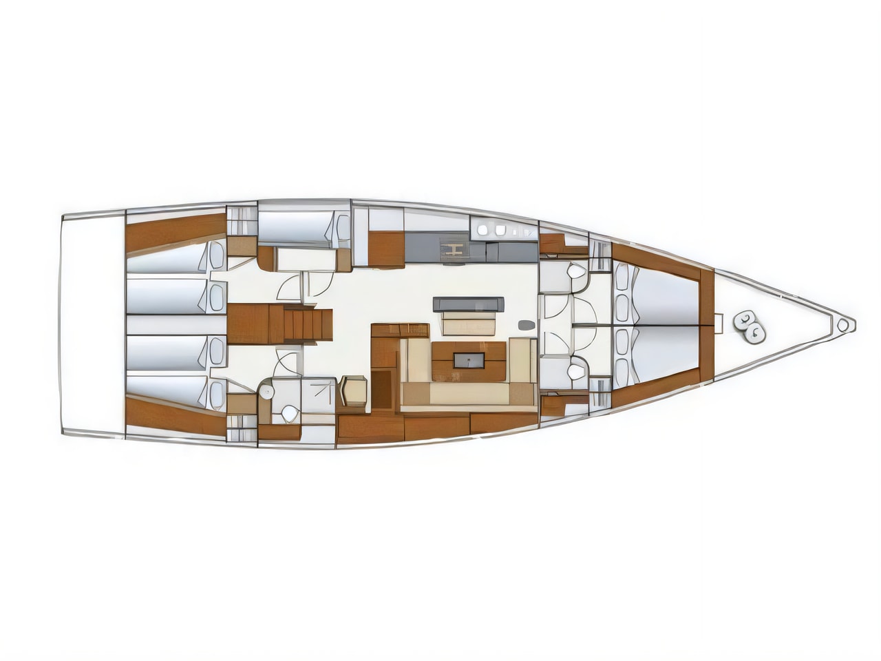 Interior of Hanse 575 sail boat with 6 cabins Croatia yacht charter