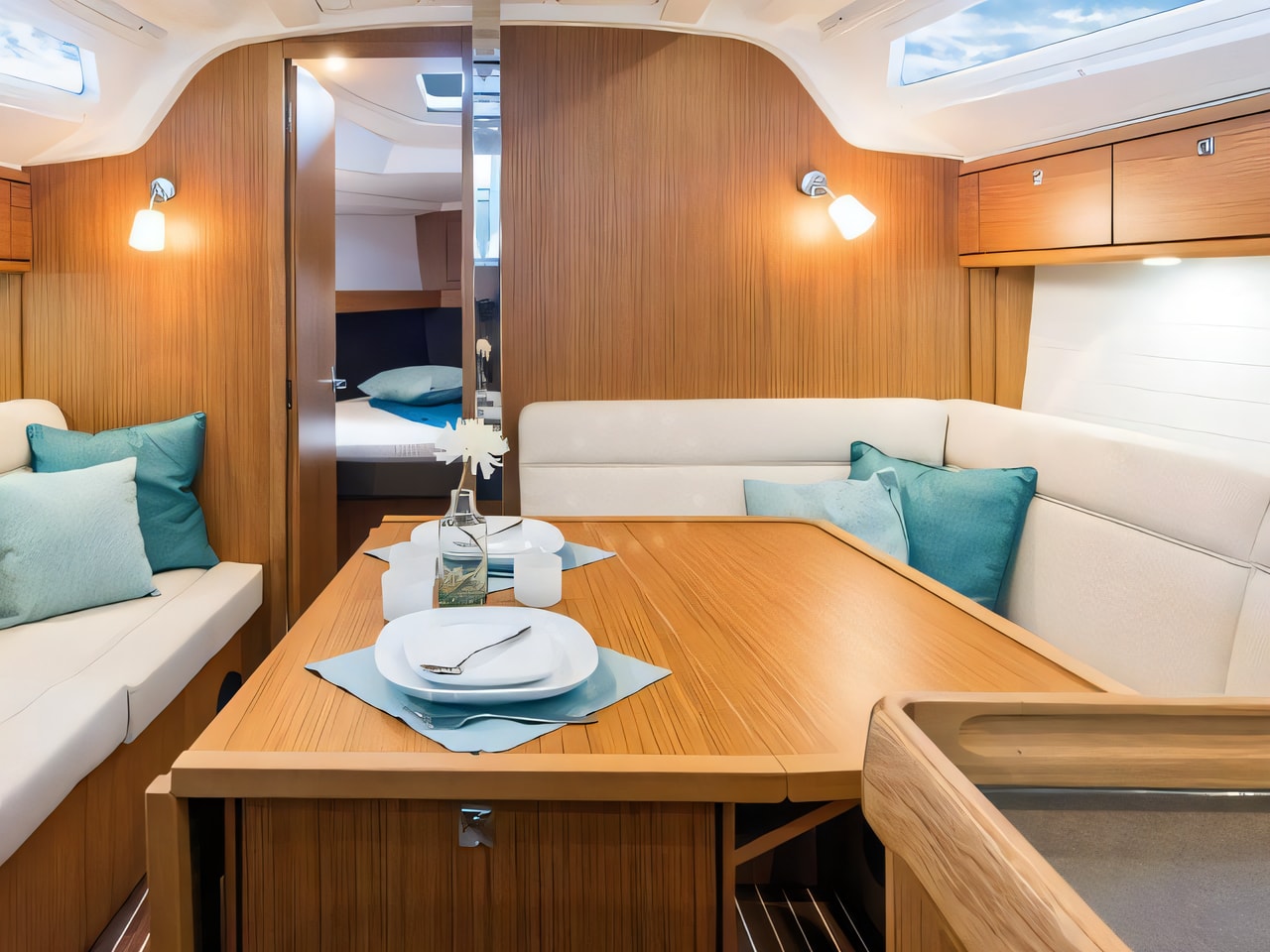 Layout of Bavaria Cruiser 37 sail boat with 3 cabins Croatia yacht charter