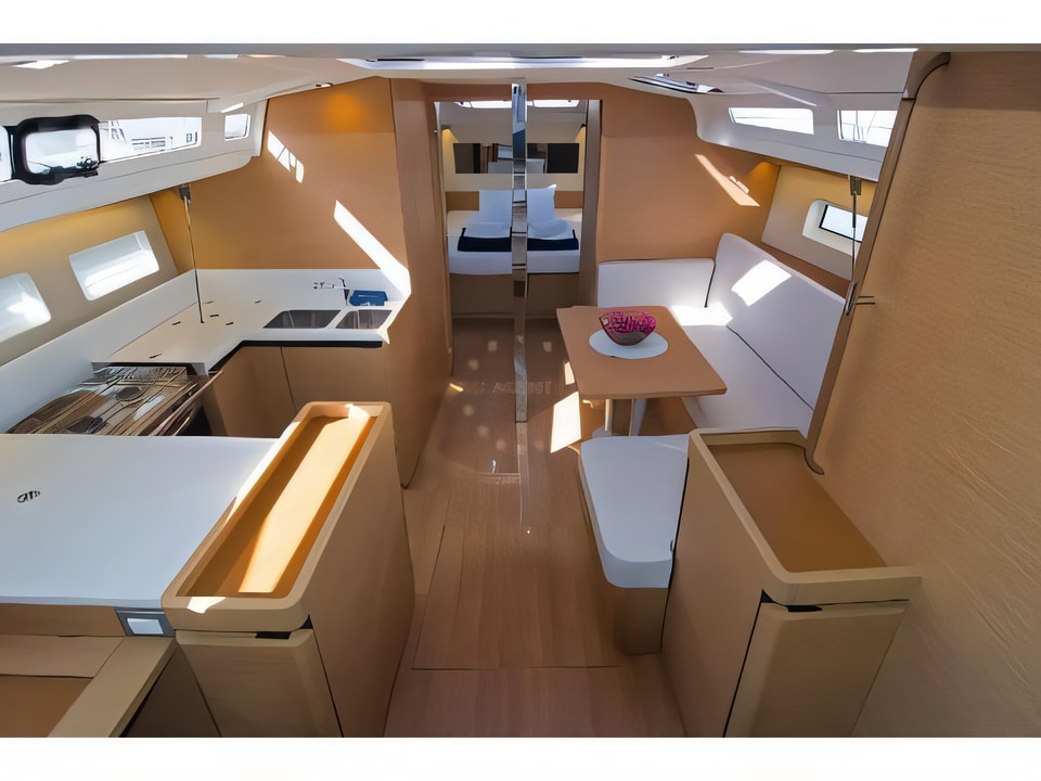 Interior of Sun Odyssey 440 sail boat with 3 cabins Croatia yacht charter