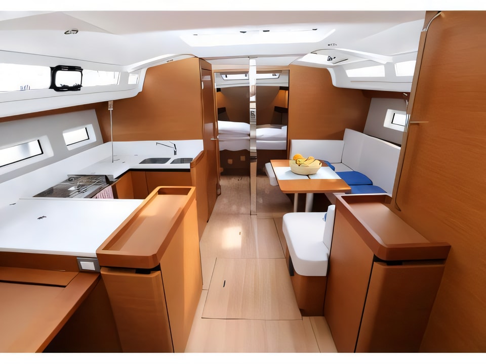 Interior of Sun Odyssey 440 sail boat with 4 cabins Croatia yacht charter