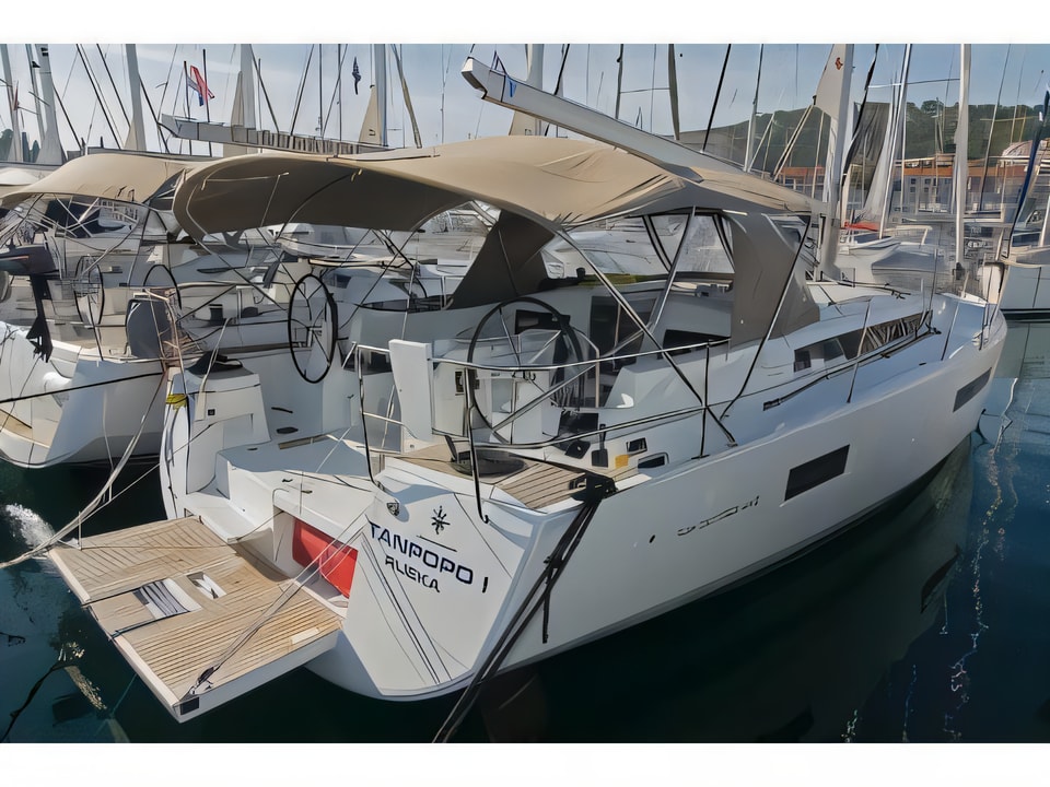 Exterior overview of Sun Odyssey 440 sail boat for charter from Dubrovnik ACI Marina in the Dubrovnik sailing area Croatia