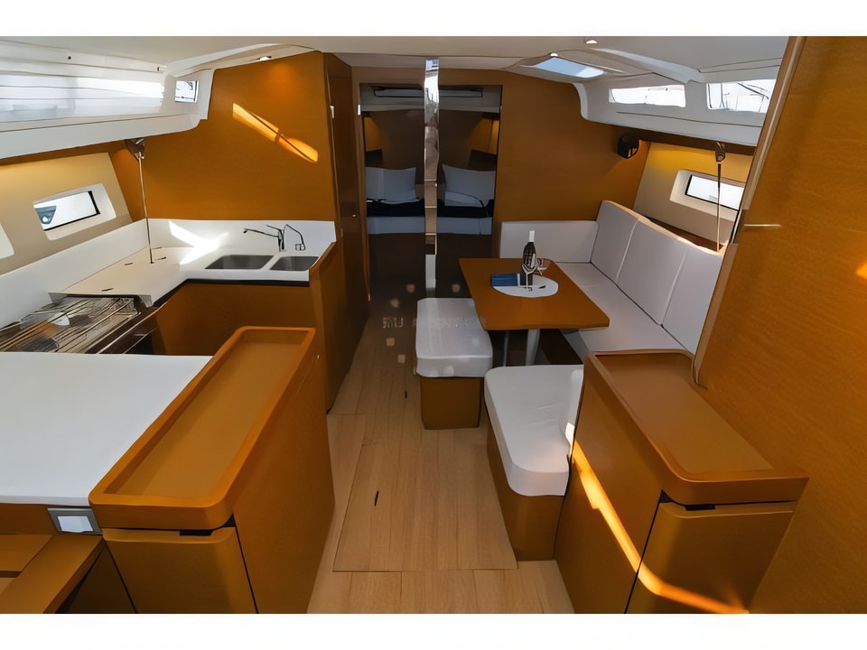 Interior of Sun Odyssey 440 sail boat with 4 cabins Croatia yacht charter
