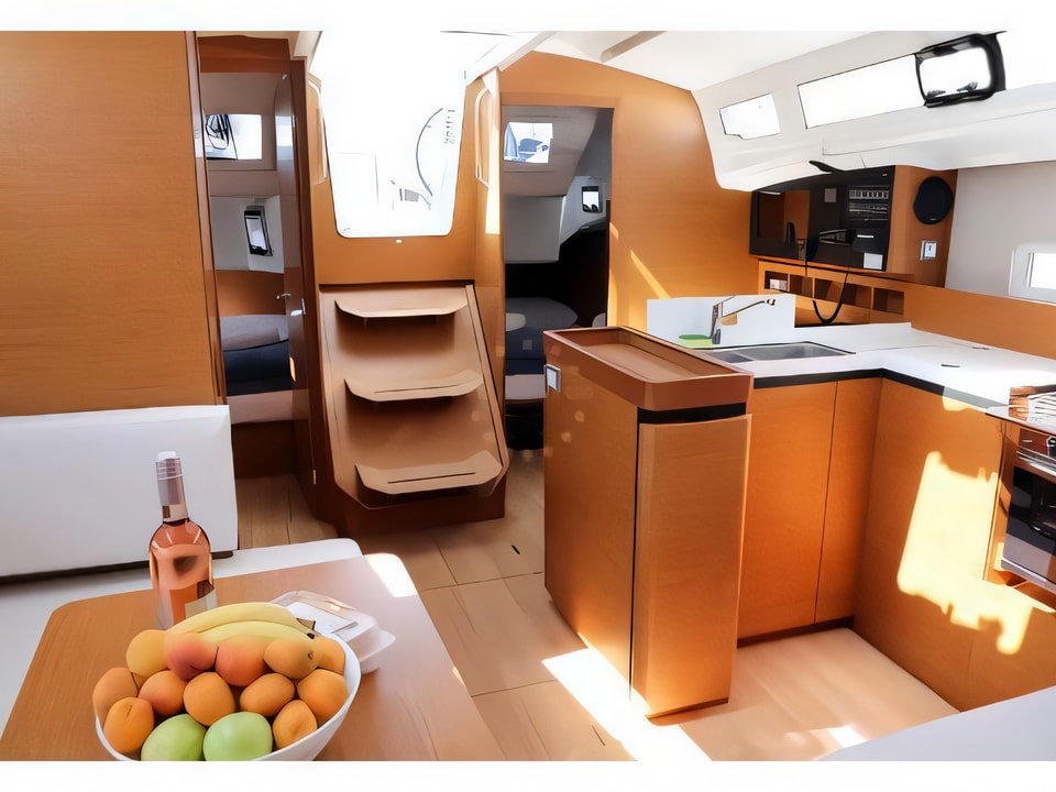 Interior of Sun Odyssey 410 sail boat with 3 cabins Croatia yacht charter
