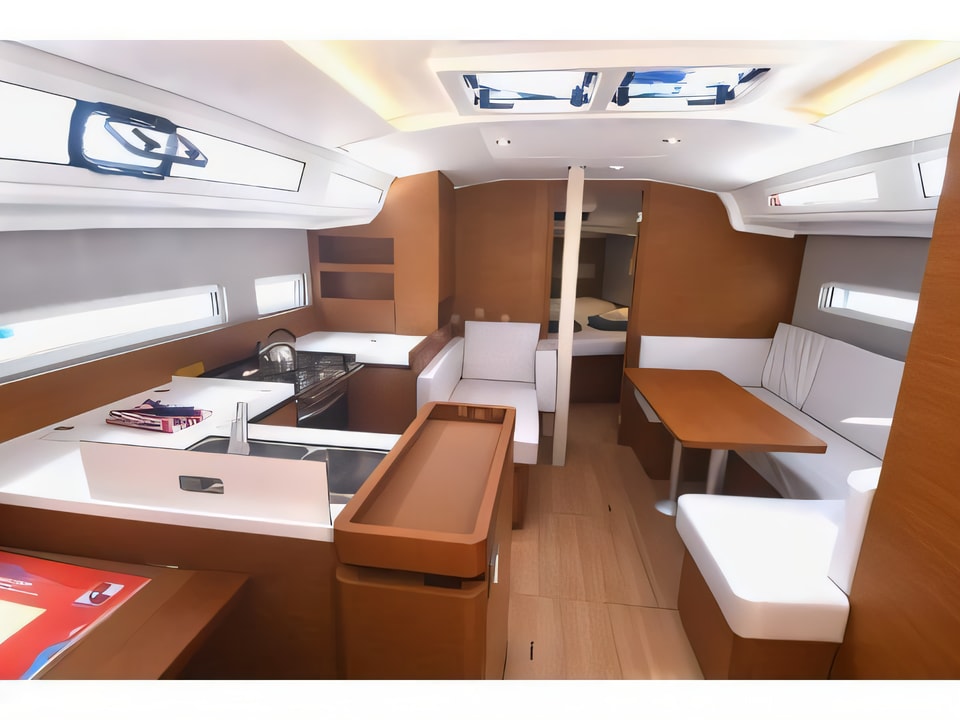 Interior of Sun Odyssey 410 sail boat with 3 cabins Croatia yacht charter