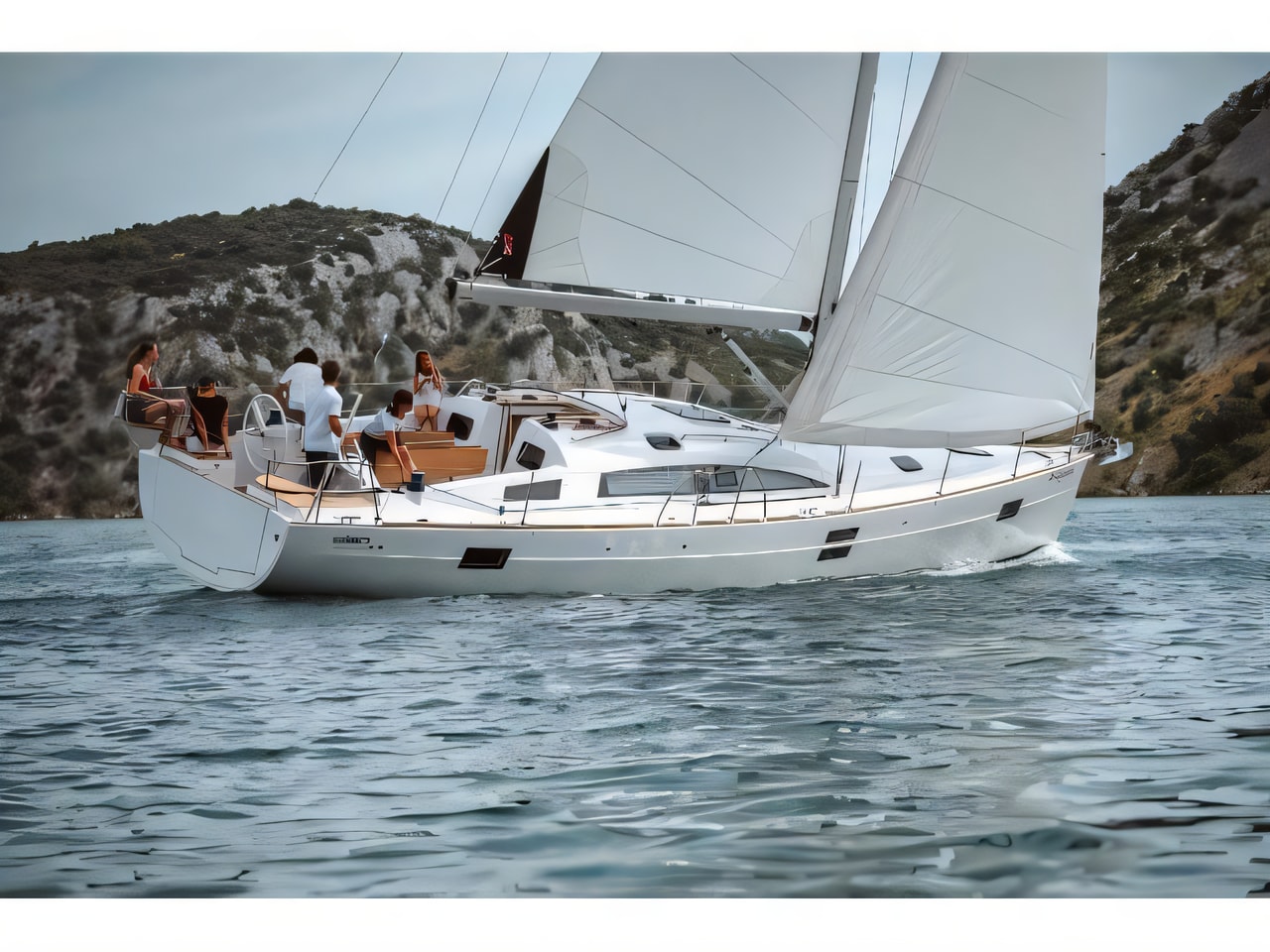 Exterior overview of Elan Impression 45.1 sail boat for charter from Sukosan Marina Dalmacija in the Zadar sailing area Croatia