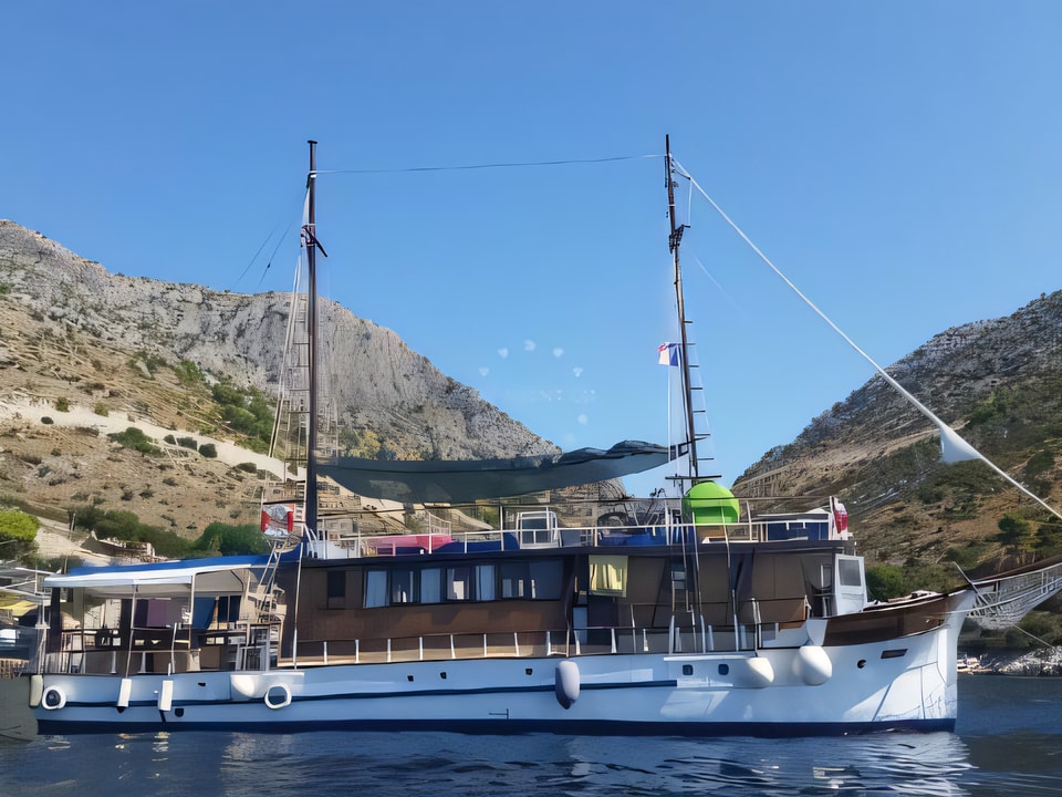 Exterior overview of Gulet gulet or cruiser for charter from Split Port in the Split sailing area Croatia