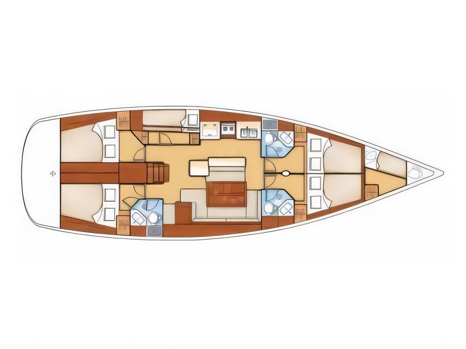 Oceanis 50 Family yacht layout 5 cabins Croatia charter