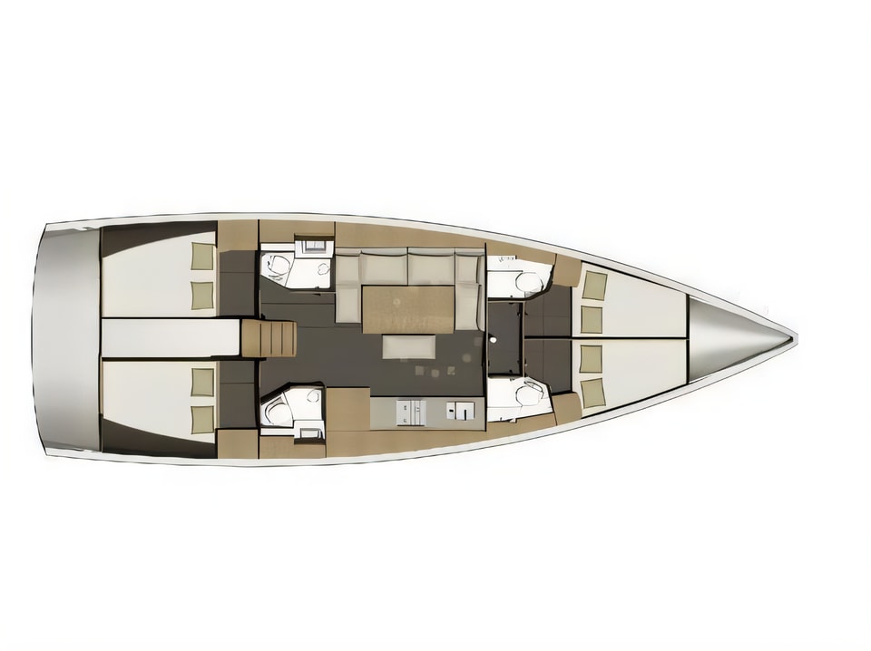 Layout of Dufour 460 Grand Large sail boat with 4 cabins Croatia yacht charter