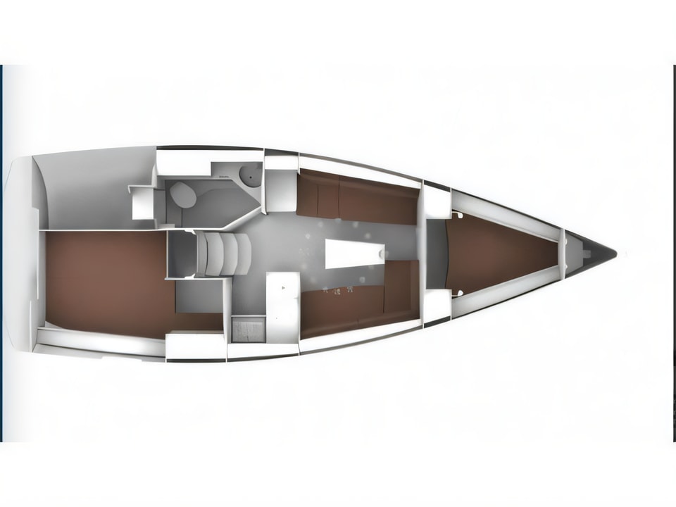 Layout of Bavaria Cruiser 34 sail boat with 2 cabins Croatia yacht charter