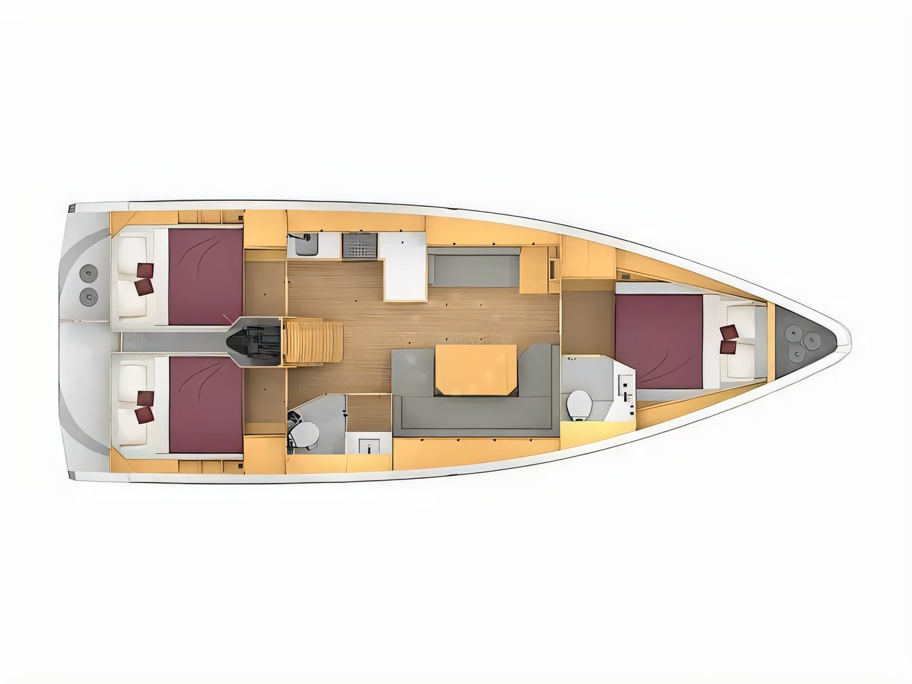 Interior of Bavaria C42 sail boat with 3 cabins Croatia yacht charter