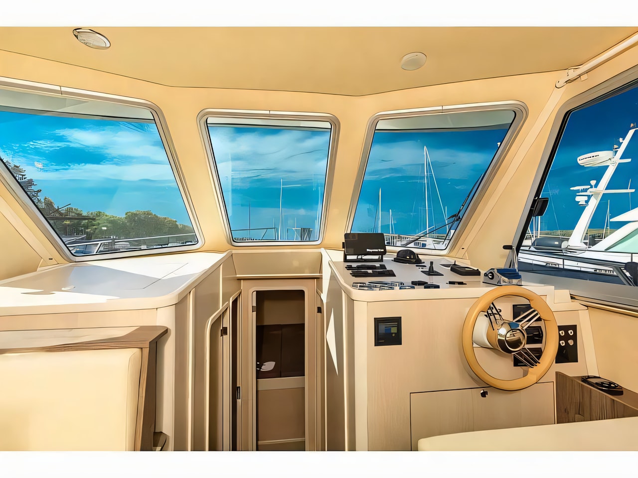 Layout of Adria Mare 38 motor boat with 2 cabins Croatia yacht charter