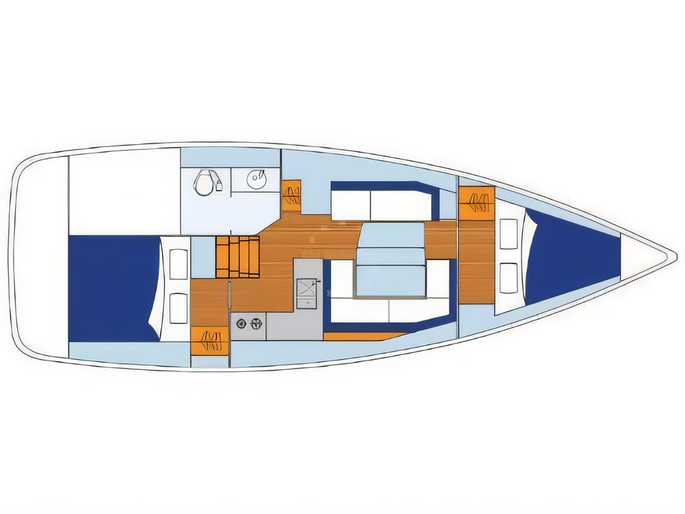 Layout of Sunsail 38 / 2 sail boat with 2 cabins Croatia yacht charter