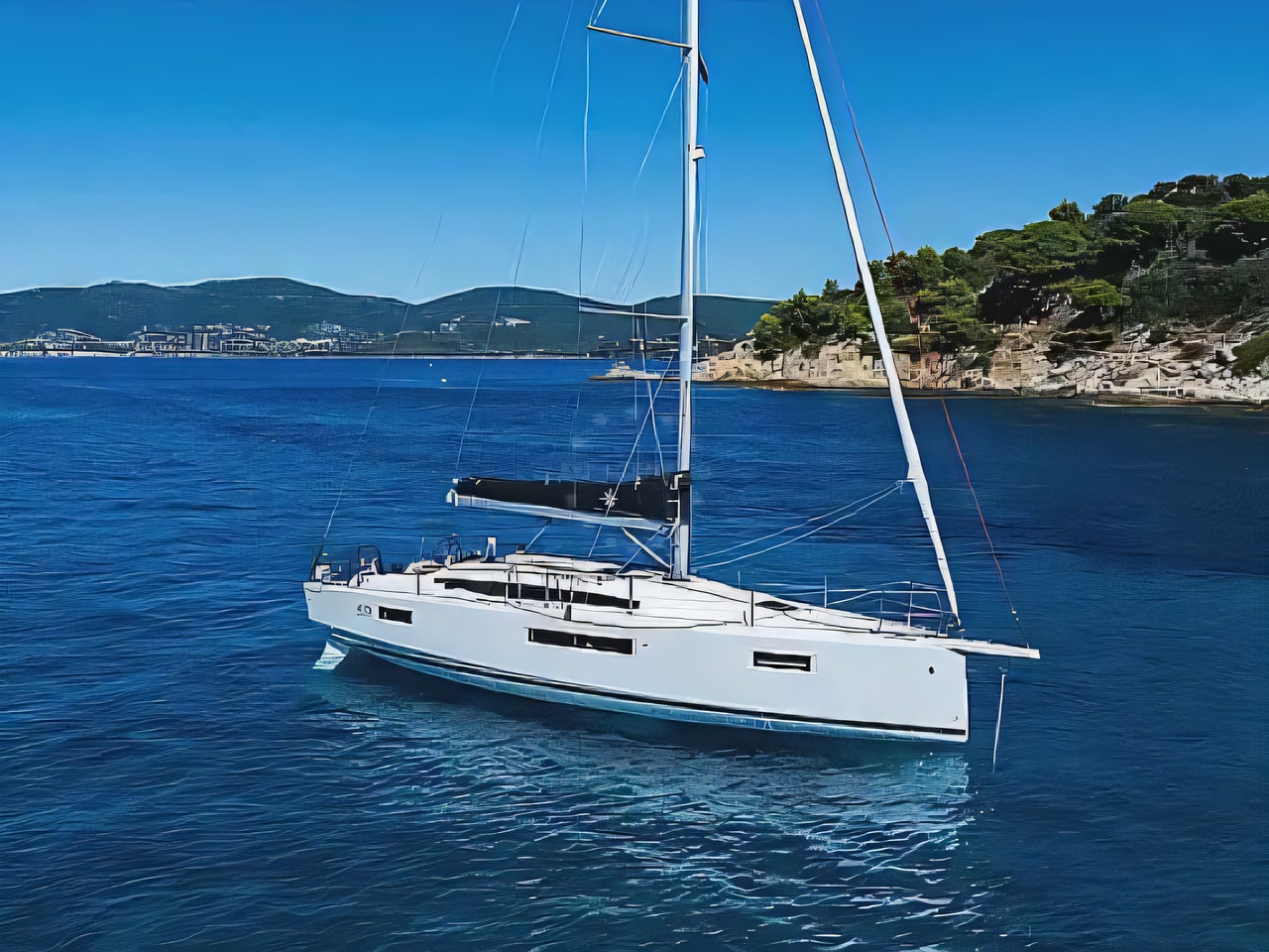 Exterior overview of Sun Odyssey 415 Performance sail boat for charter from Pula Tehnomont Marina Veruda in the Istria / Kvarner sailing area Croatia